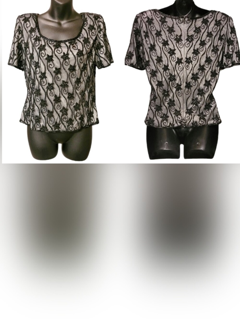 VTG Laurence Kazar Beaded Formal Top Sz XL